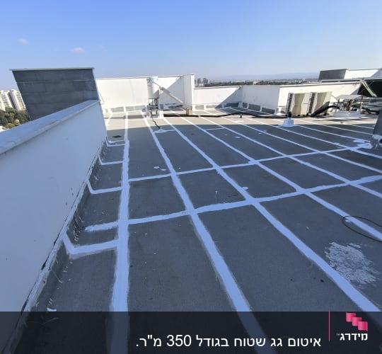 איטום גג עם קווים לבנים לאורך ולרוחב